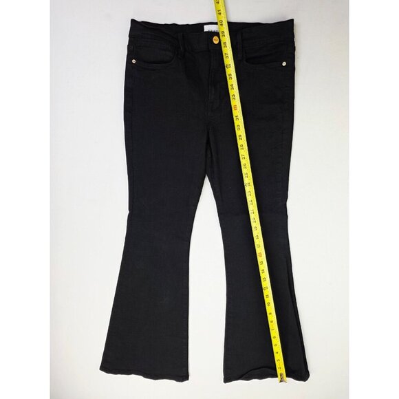 Frame Size 32X31 Womens Le Pixie High Flare Black Denim 5 Pocket Jeans - Picture 5 of 13